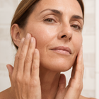 Close up of woman applying Second Spring Skincare Calm Infusion Serum to her face