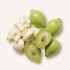 Green fruits with white chunks on a light background